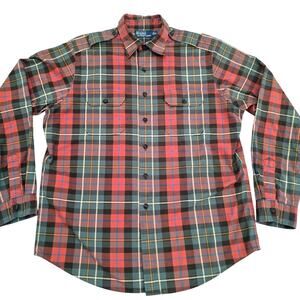 VTG Polo Ralph Lauren Plaid Shirt XL Safari Workwear Epaulets Utility Pockets